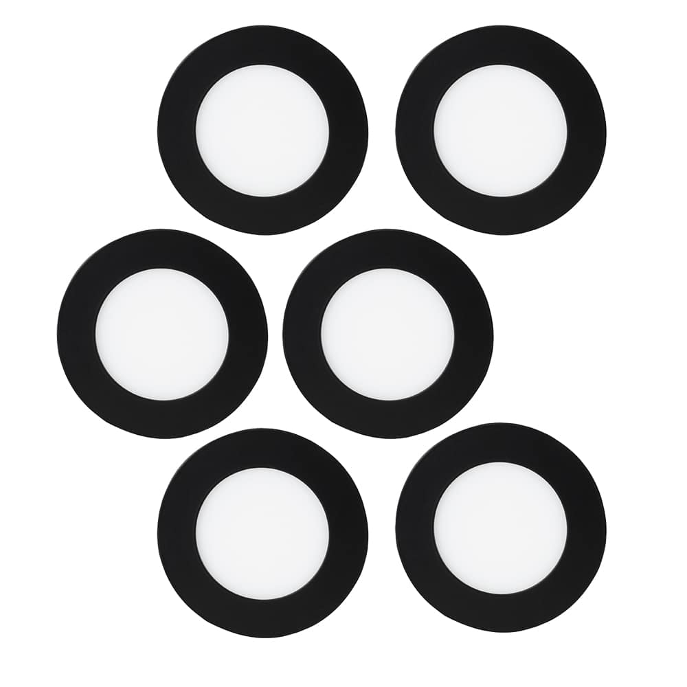 Encastrés DEL ultraminces noir 4 po Pqt/6 VERTUO