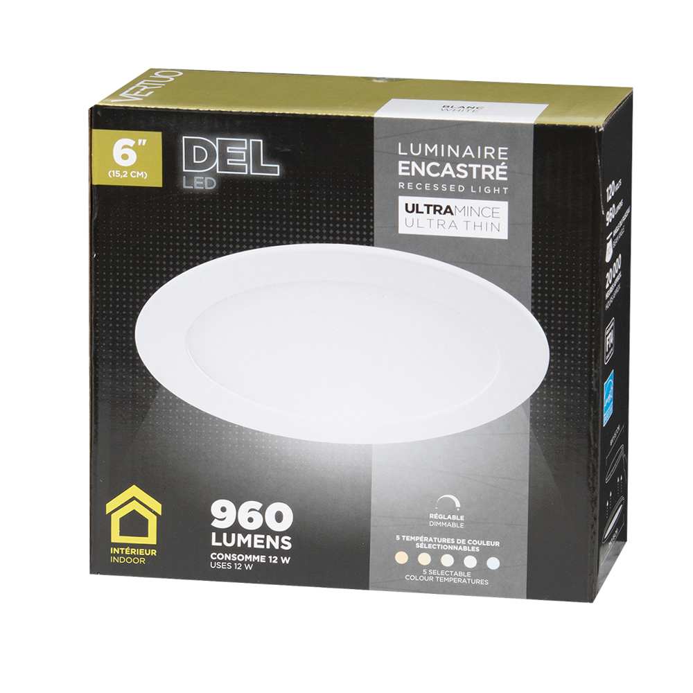 Encastré DEL ultramince blanc 6&nbsp;po VERTUO