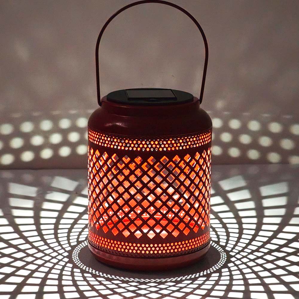 VERTUO Red Trellis Solar Energy Lantern