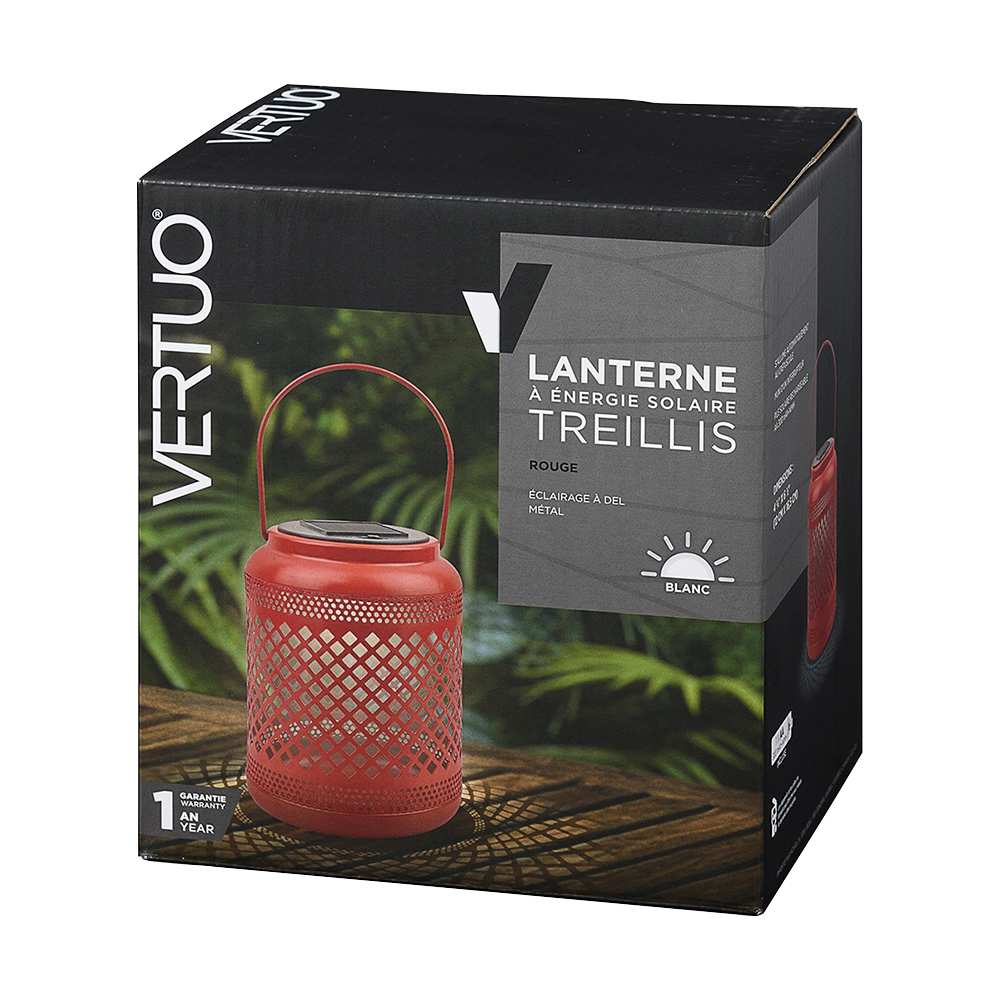 VERTUO Red Trellis Solar Energy Lantern