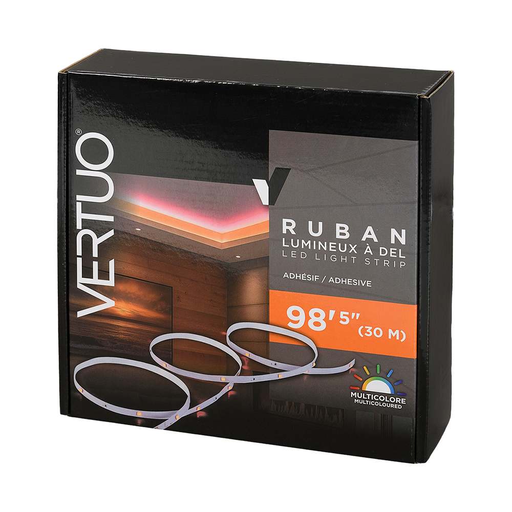 VERTUO BlueTooth Multicoloured LED Light Strip 98 ft