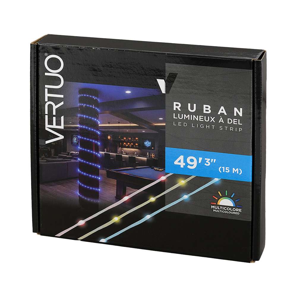 VERTUO BlueTooth Multicoloured LED Light Strip 49 ft