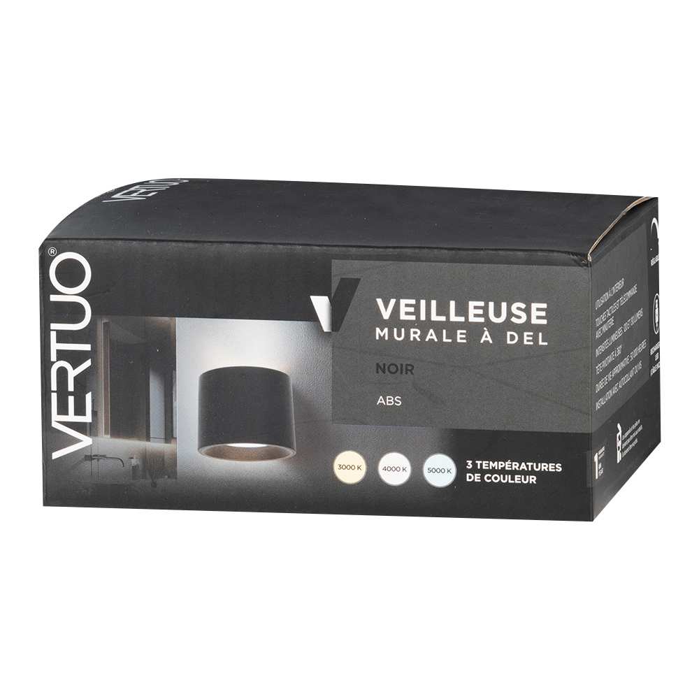 VERTUO Black LED Wall Night Light - Canac