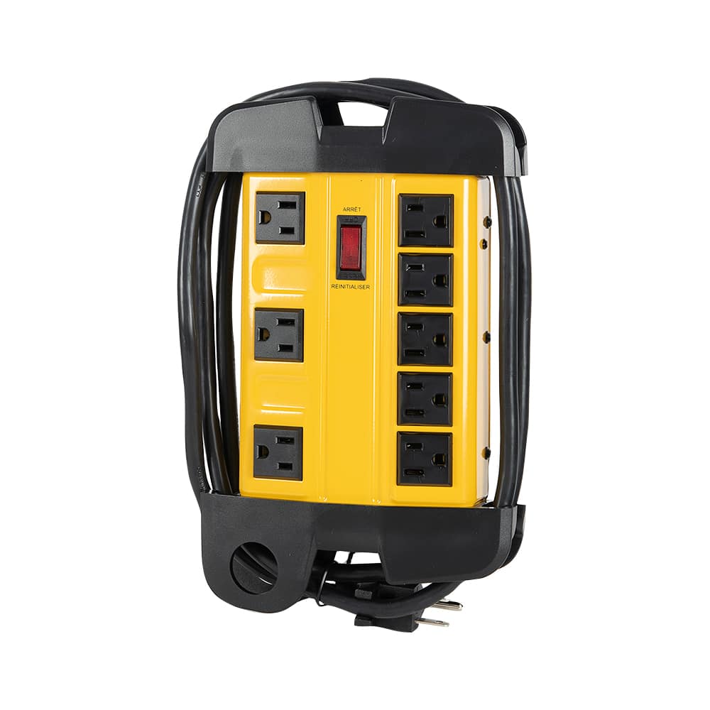 Barre d'alimentation pour atelier à 8 prises 6 pi jaune NEKTRA