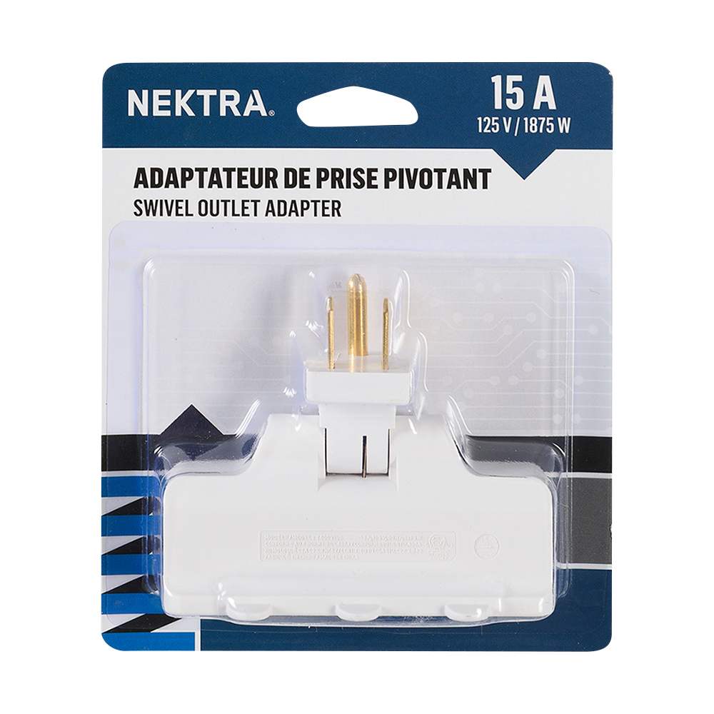 NEKTRA 3-Outlet Wall Swivel Plug White
