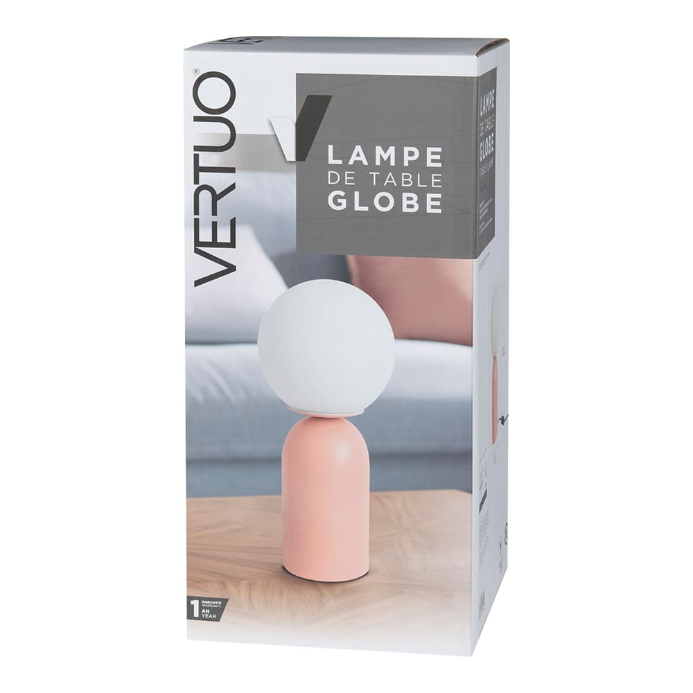 Lampe de table Globe corail VERTUO