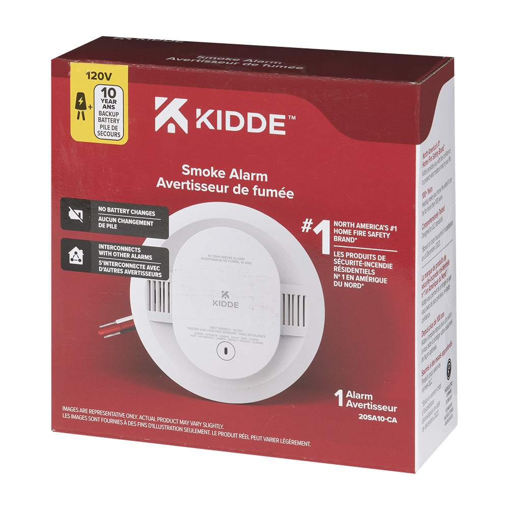Avertisseur de fumée 120 V avec pile de secours 10 ans