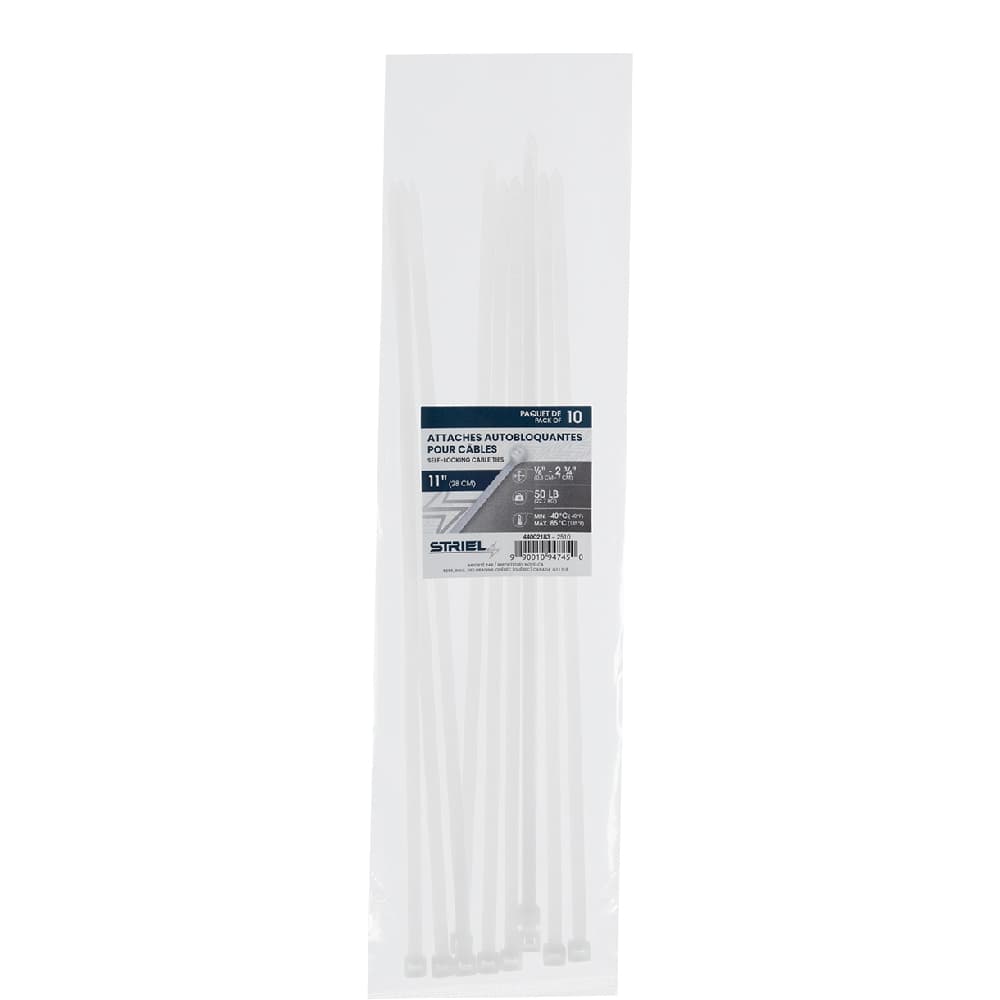 STRIEL Tie Wraps 11&nbsp;in White Pkg/100