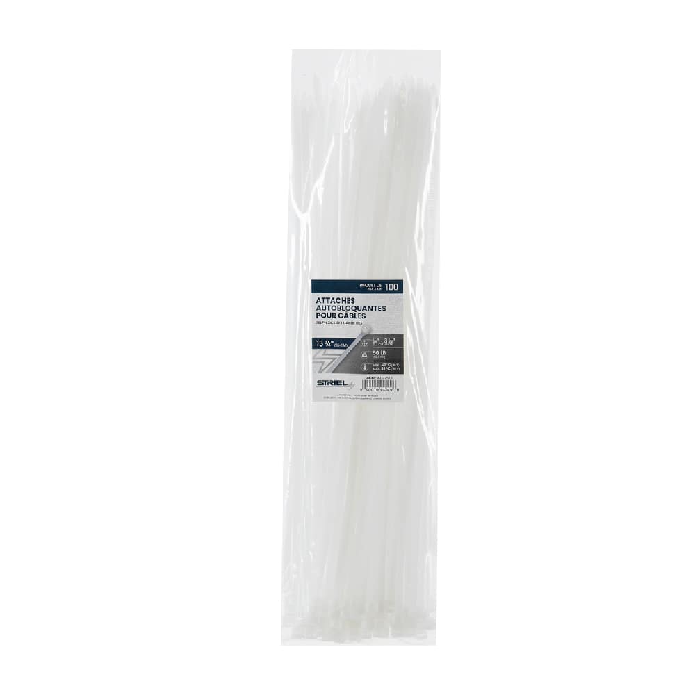 STRIEL Tie Wraps 13&nbsp;3/4&nbsp;in White Pkg/100