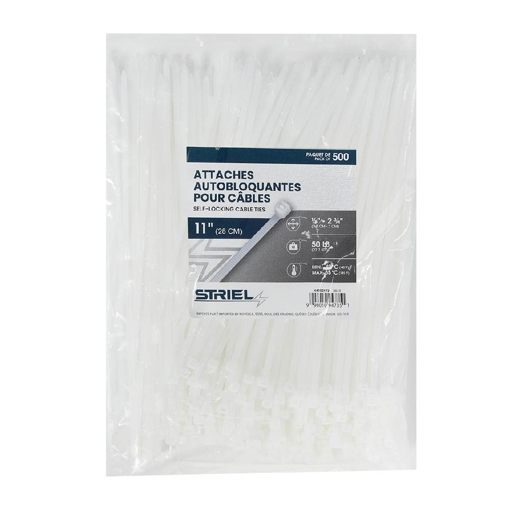 STRIEL Tie Wraps 7&nbsp;7/8&nbsp;p in White Pkg/1000