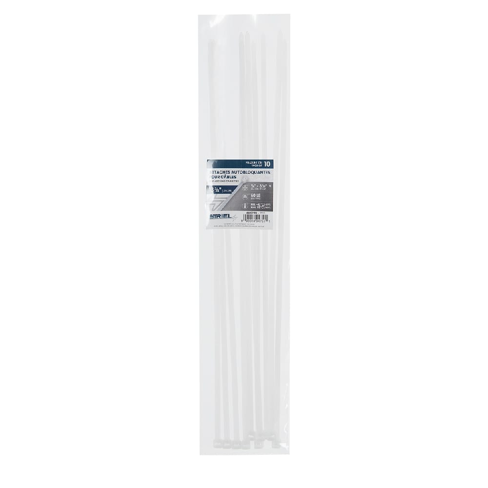 STRIEL Tie Wraps 13&nbsp;3/4&nbsp;in White Pkg/10