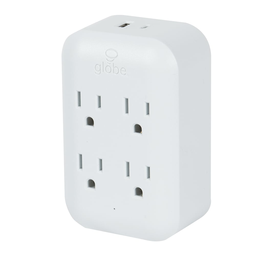 Multiprise murale blanche à 4 prises et 2 ports USB