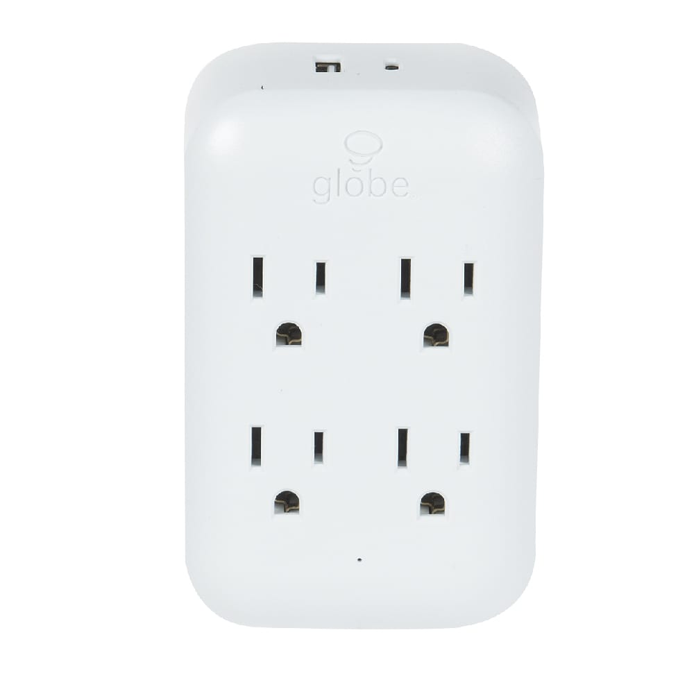 4-Outlet and 2-USB Ports Wall Adapter White