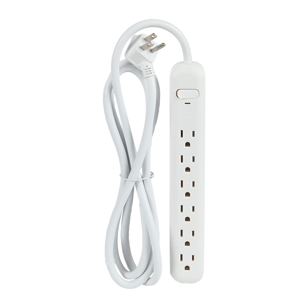 Barre d'alimentation blanche à 6 prises 6 pi