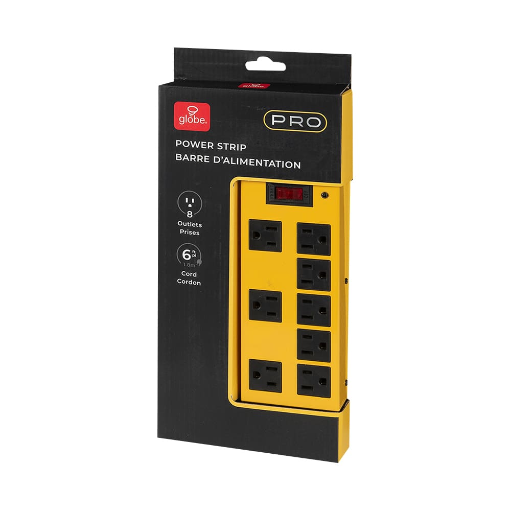 8-Outlet Power Bar Yellow 6 ft.