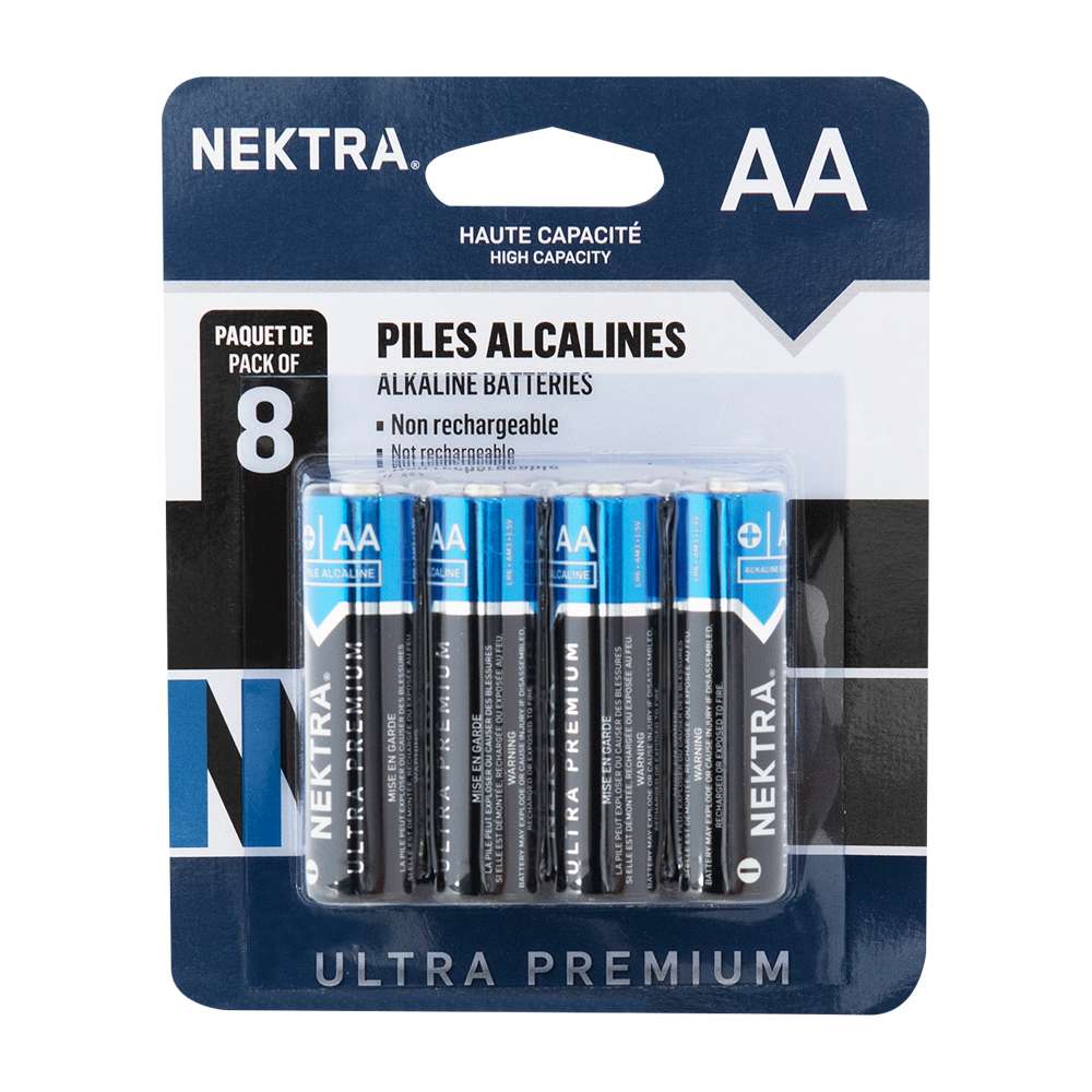 Piles alcalines Ultra Premium AA Pqt/8 NEKTRA