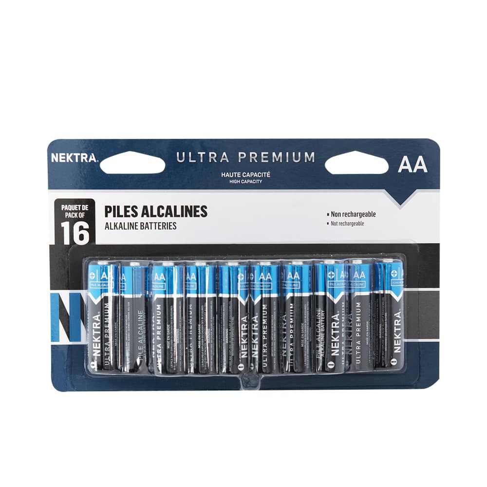 Piles alcalines Ultra Premium AA Pqt/16 NEKTRA