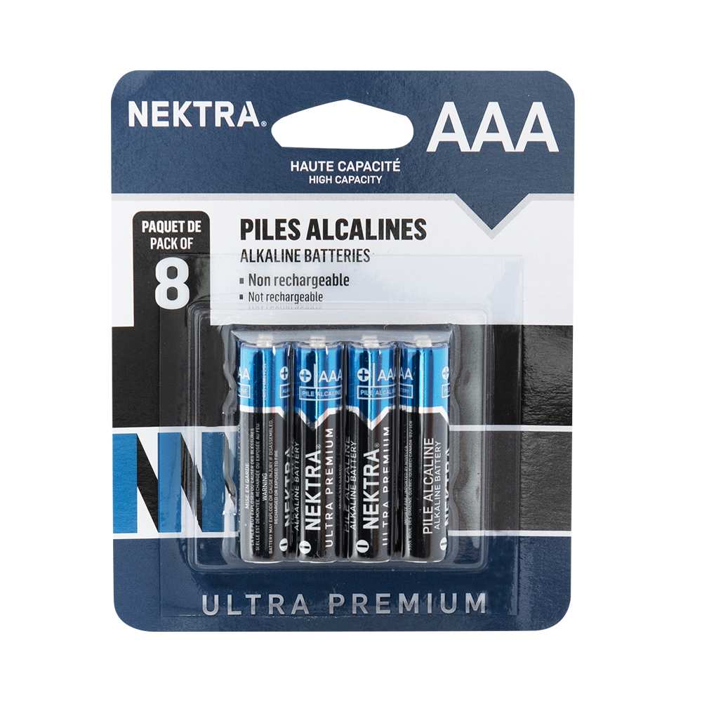 Piles alcalines Ultra Premium AAA Pqt/8 NEKTRA