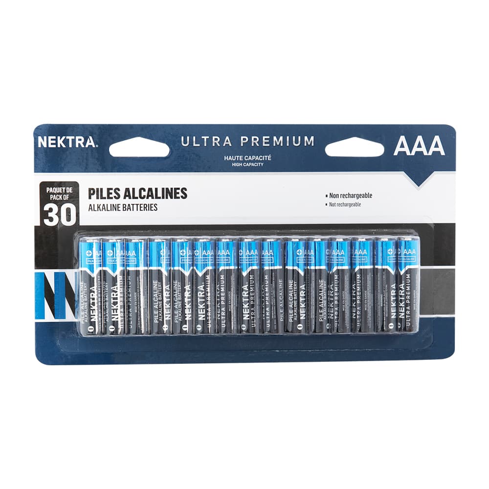 Piles alcalines Ultra Premium AAA Pqt/30 NEKTRA