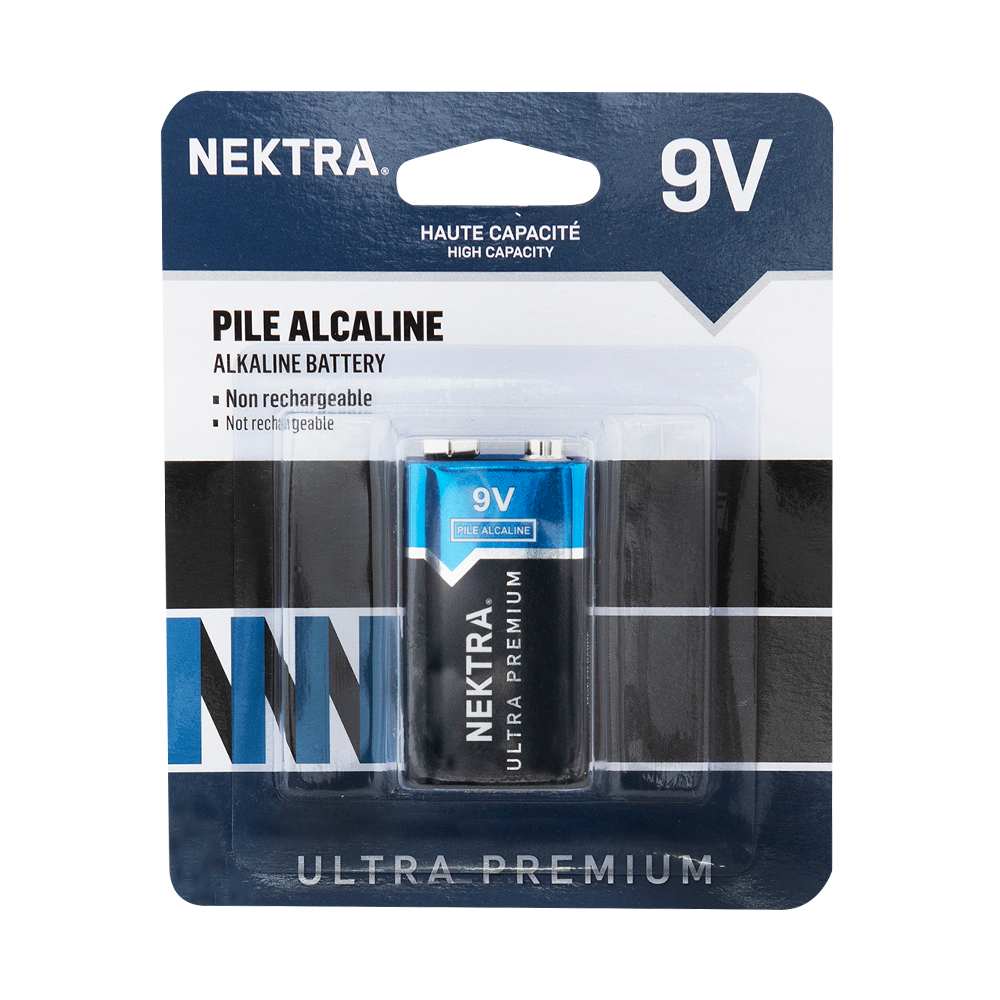 Piles alcalines Ultra Premium 9&nbsp;V NEKTRA