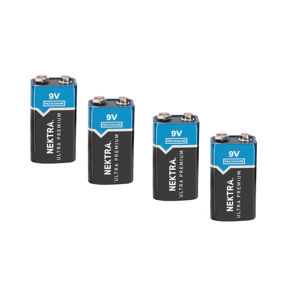 Piles alcalines Ultra Premium 9&nbsp;V Pqt/4 NEKTRA