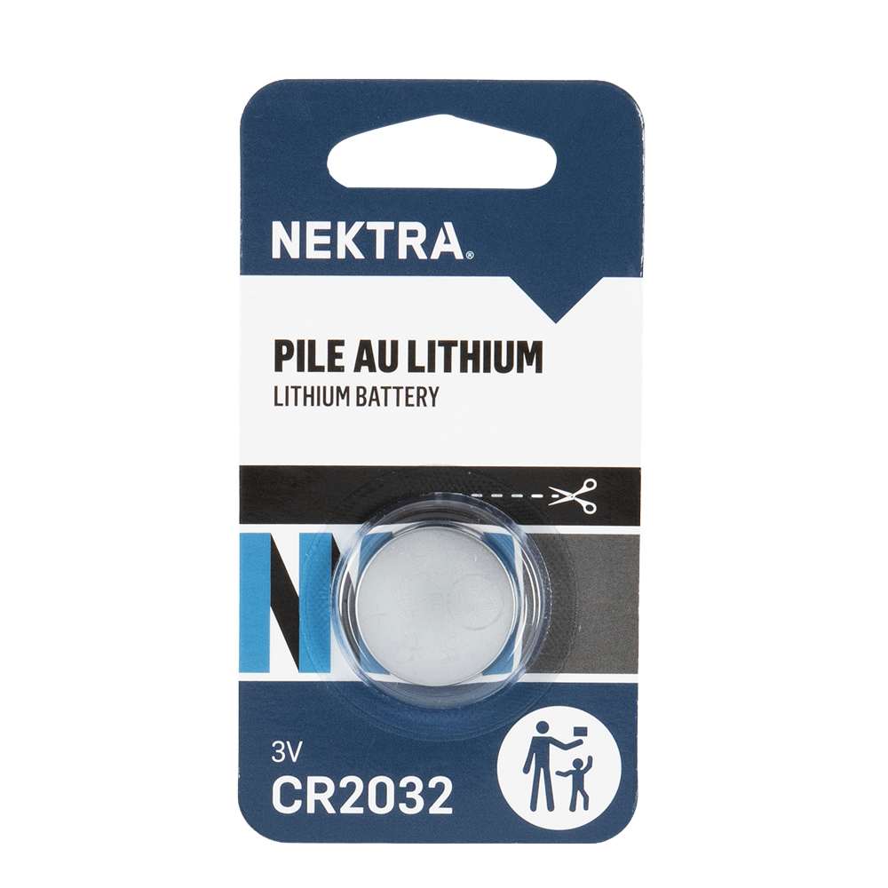 Pile bouton au lithium CR2032, 3&nbsp;V NEKTRA