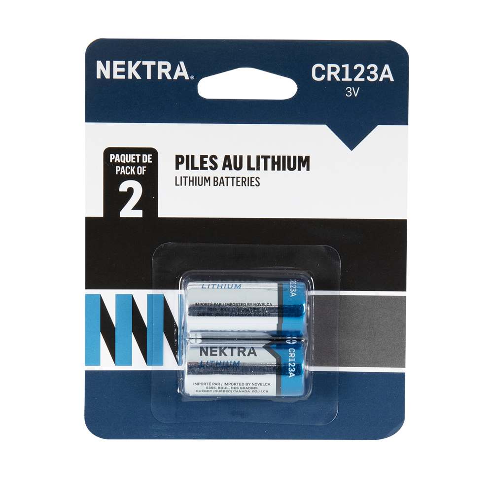 Piles au lithium CR123A, 3 V Pqt/2 NEKTRA - Canac