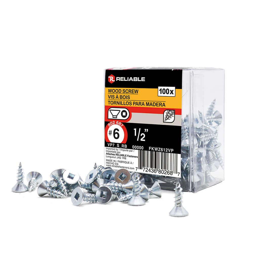 Flat Head Wood Screws 1/2 in. n° 6 Pkg/100