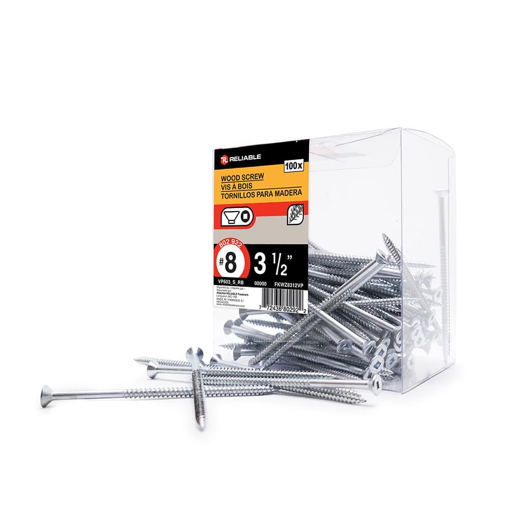 Flat Head Wood Screws 3 1/2 in. n° 8 Pkg/100