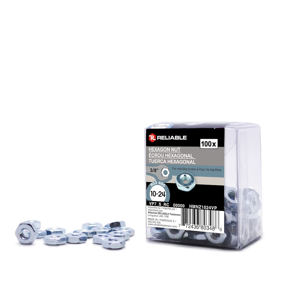 Hex Machine Nuts10-24 Pkg/100