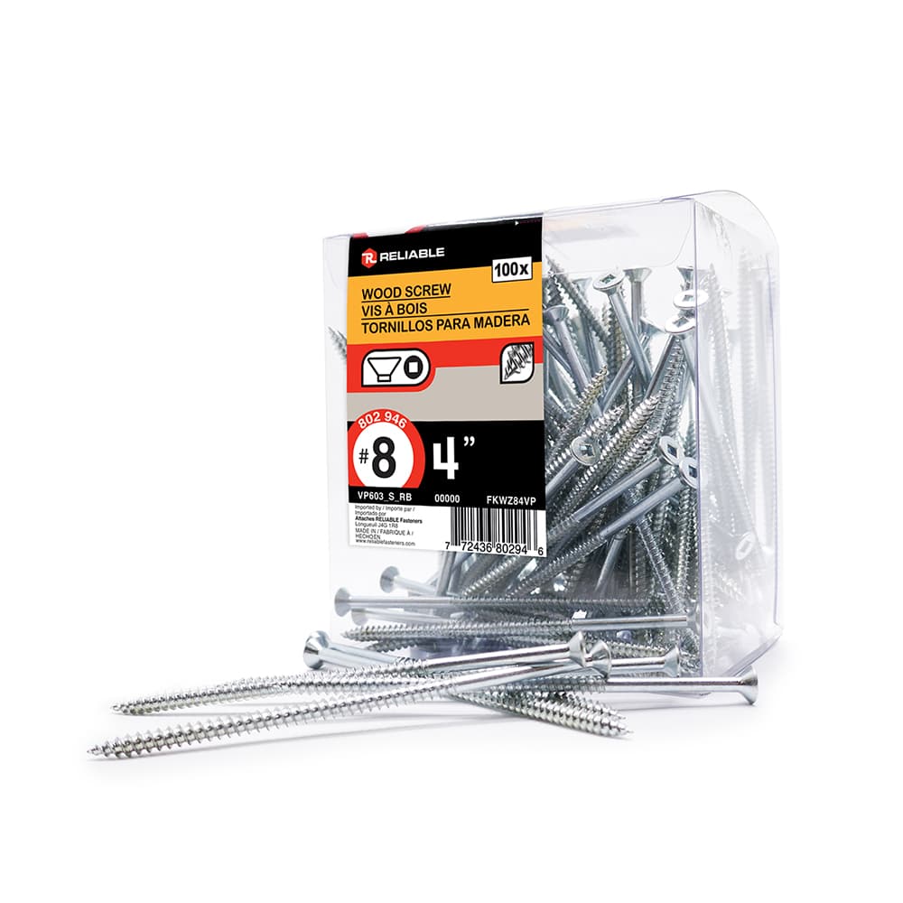 Flat Head Wood Screws 4 in. n° 8 Pkg/100