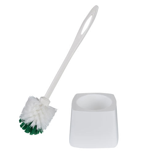 Brosse à toilette avec support en plastique blanc