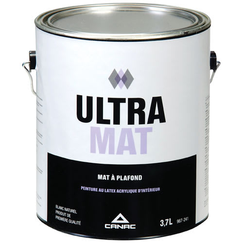 Peinture au latex d'intérieur Ultra Mat pour plafonds blanc naturel 3,7 L