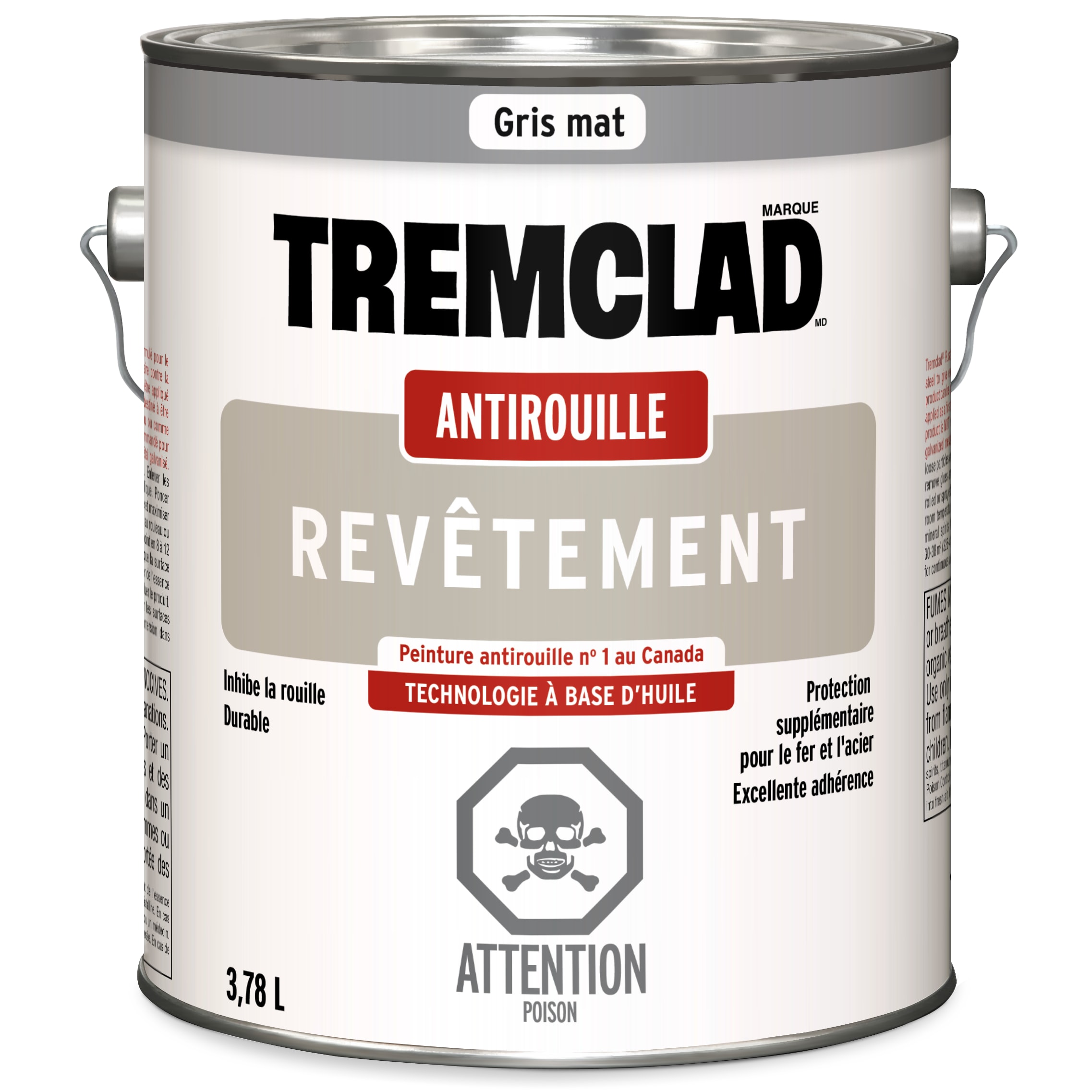Revêtement antirouille (apprêt) à l'huile Tremclad gris 3,78 L