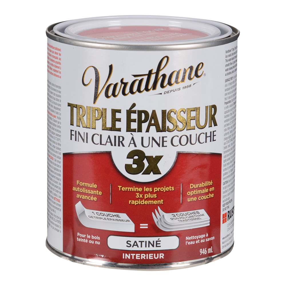 Vernis à base d'eau intérieur 3X satiné 946 ml
