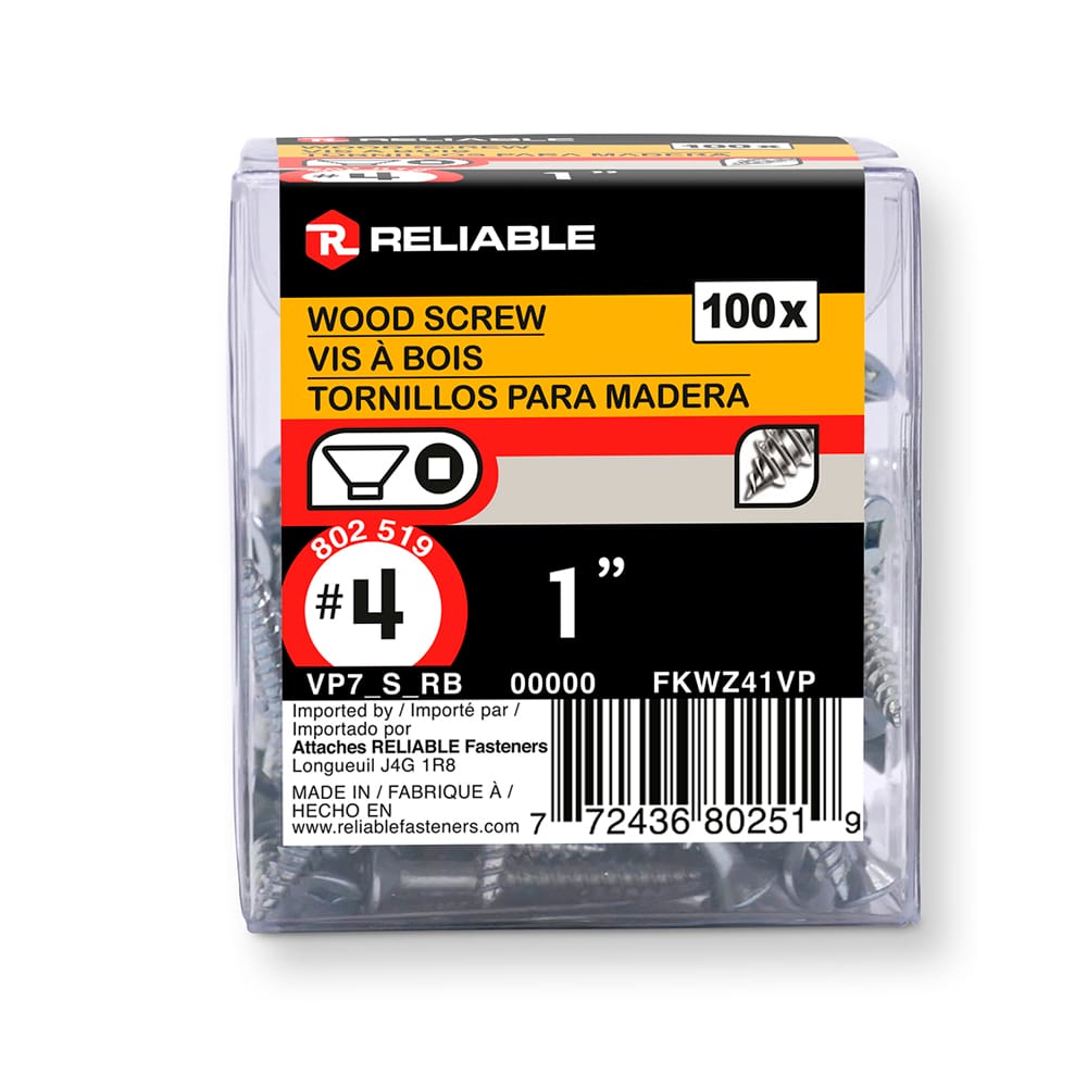 Vis à bois 1 po n° 4 T.P. Pqt/100