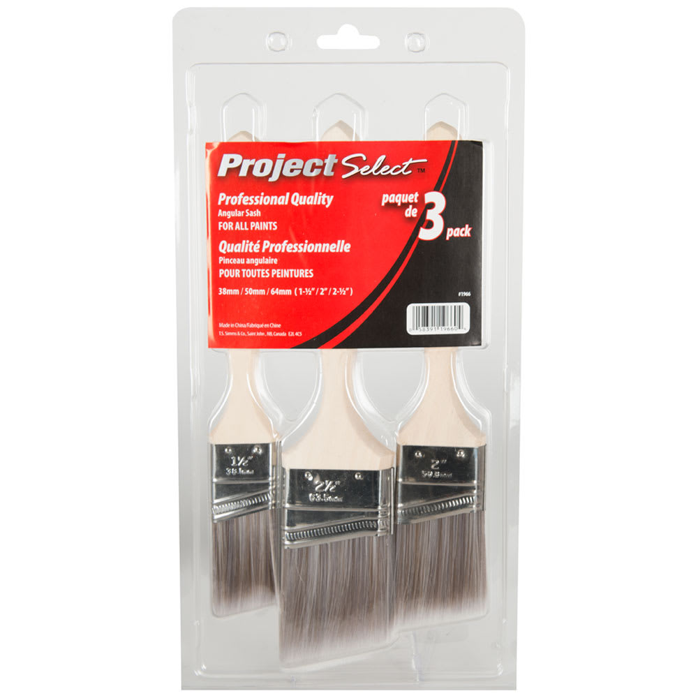 Ensemble de 3 pinceaux angulaire Project Select en polyester et nylon