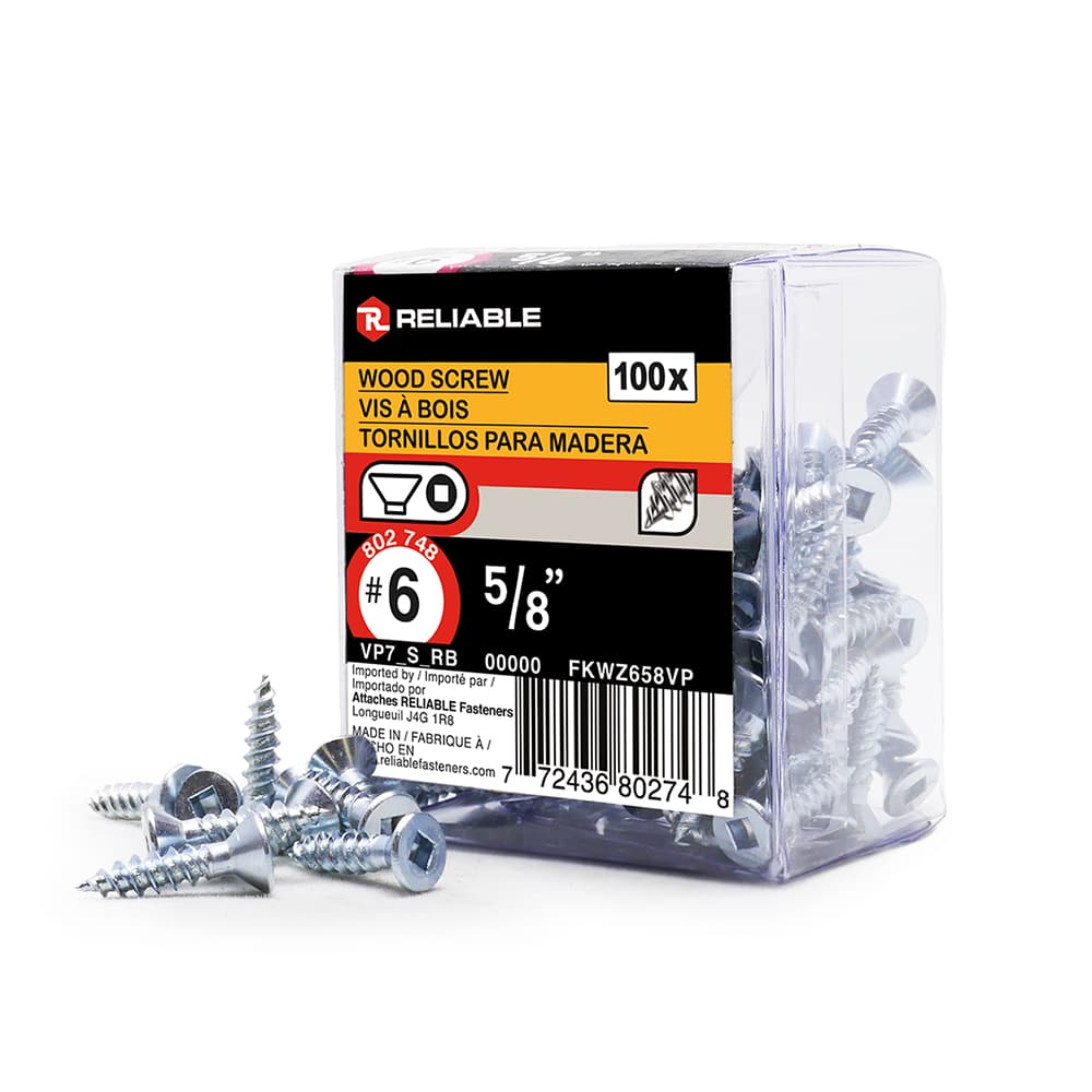Flat Head Wood Screws 5/8 in. n° 6 Pkg/100