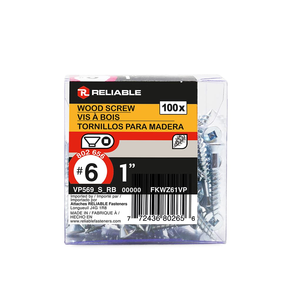 Vis à bois 1 po n° 6 T.P. Pqt/100