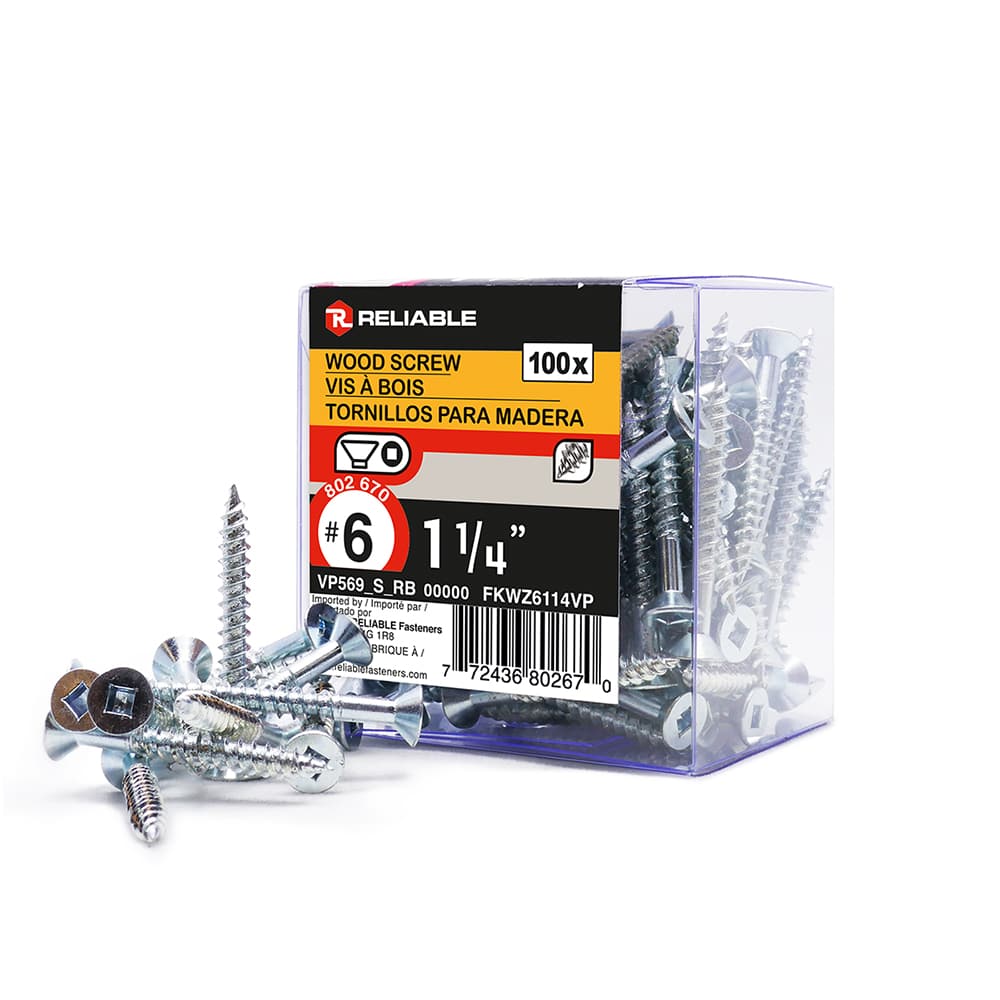 Vis à bois 1 1/4 po n° 6 T.P. Pqt/100