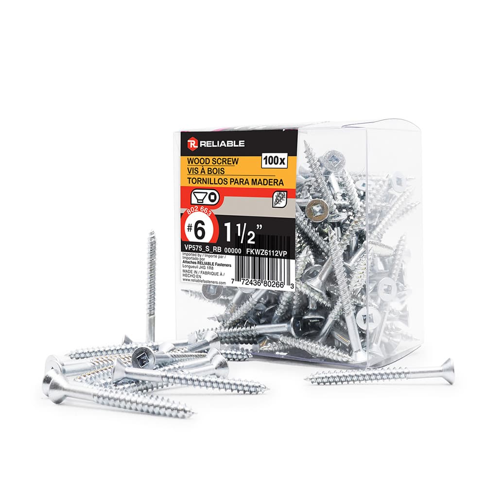 Flat Head Wood Screws 1 1/2 in. n° 6 (100-Pack)
