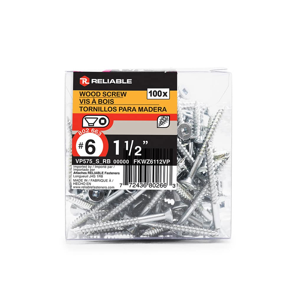 Flat Head Wood Screws 1 1/2 in. n° 6 (100-Pack)
