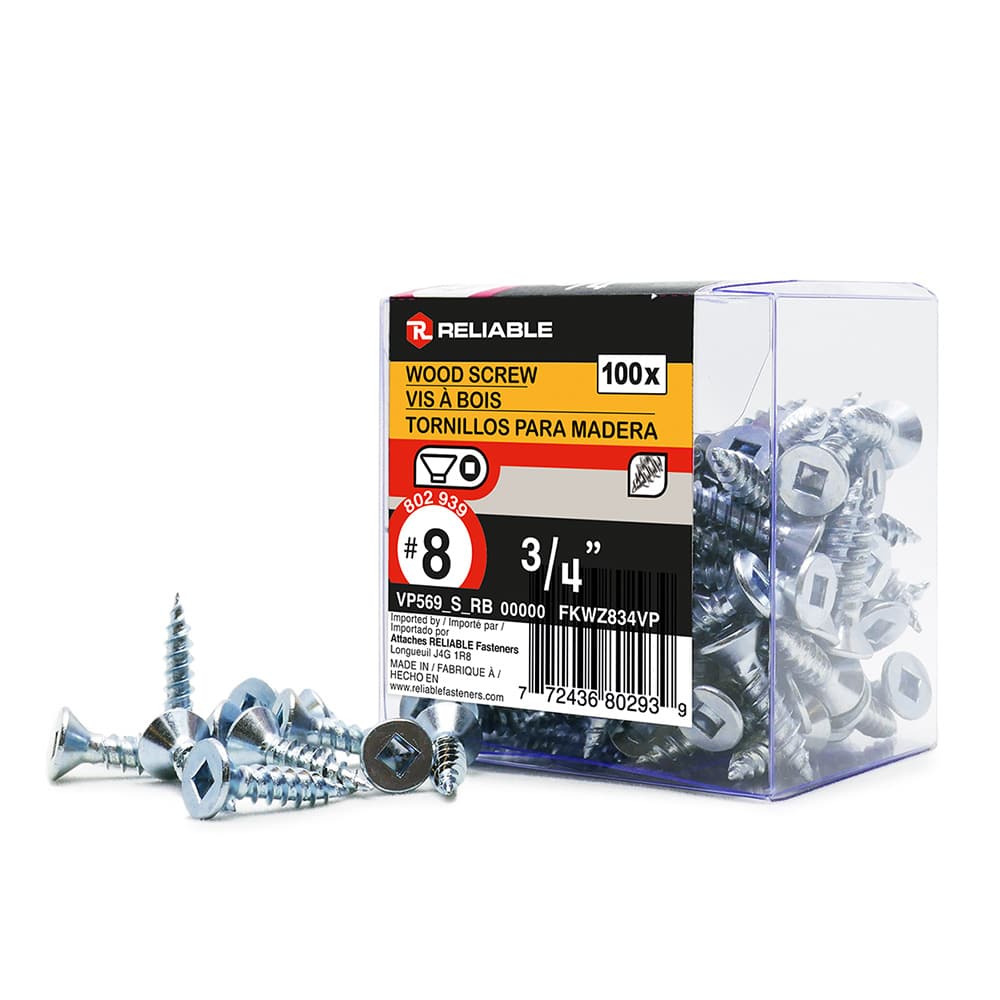 Vis à bois 3/4 po n° 8 T.P. Pqt/100