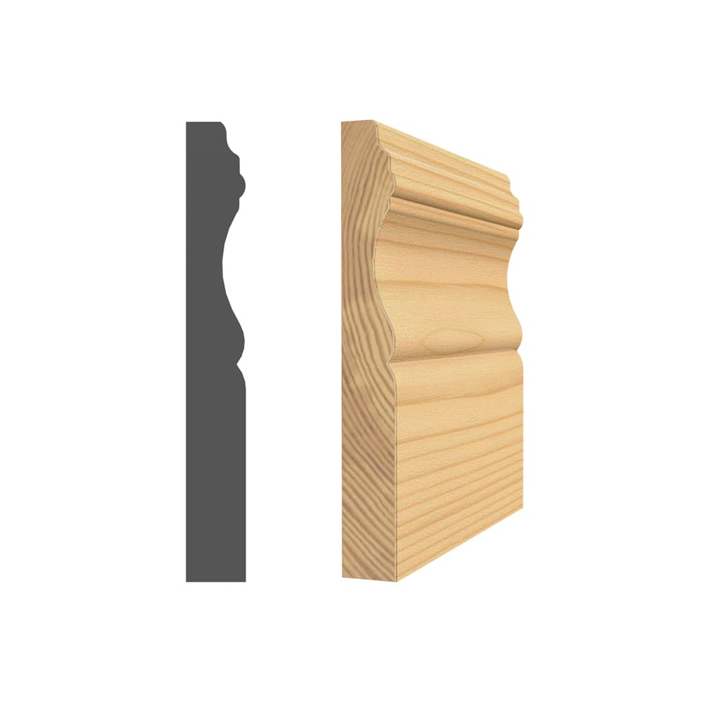 Plinthe coloniale en pin clair jointé 9/16 po x 4 1/8 po x 8 pi