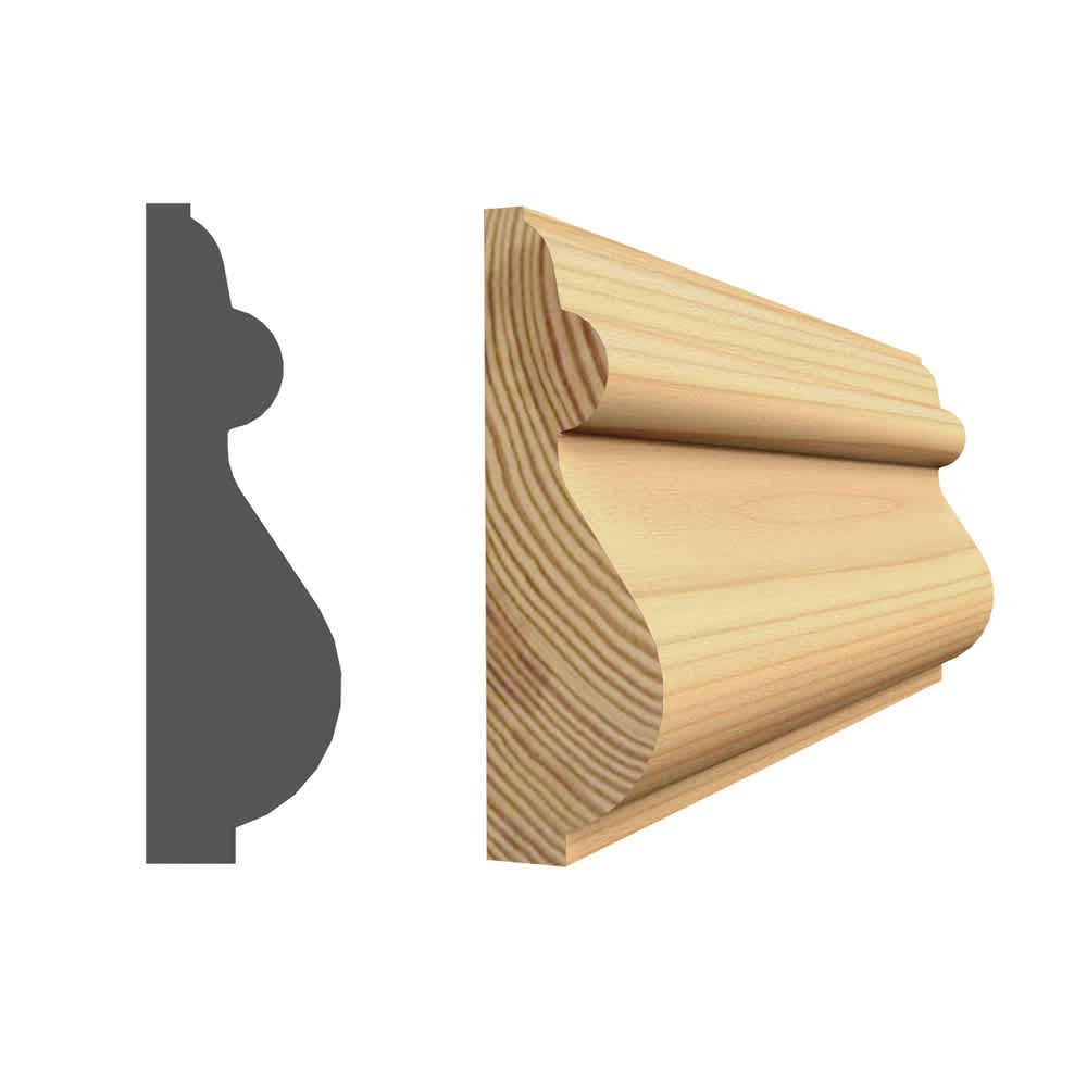 Moulure décorative en pin clair jointé 1/2 po x 1 9/16 po x 8 pi