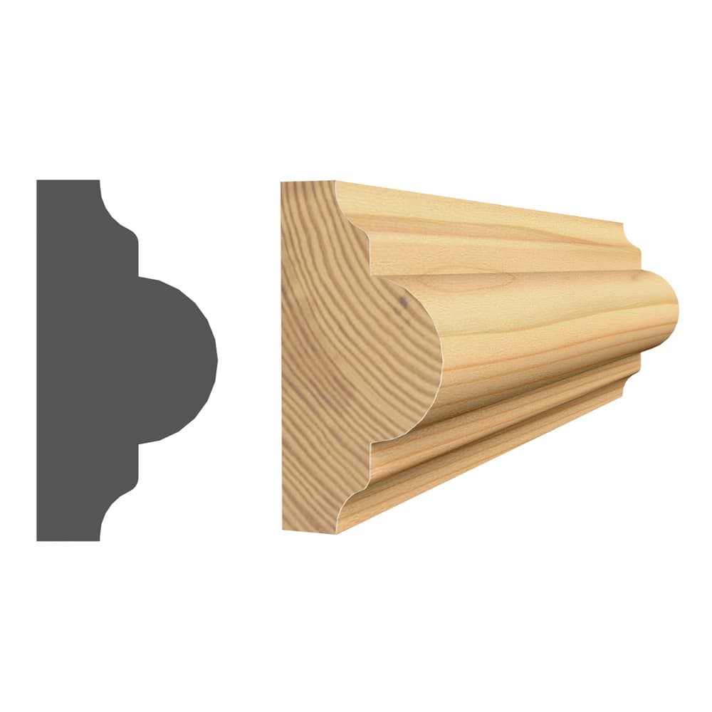 Moulure décorative en pin clair jointé 9/16 po x 1 1/8 po x 8 pi