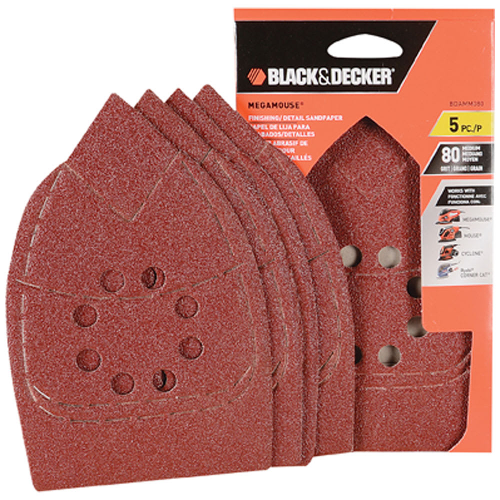 Assortiment de papiers sablés grain 80 MegaMouse Pqt/5