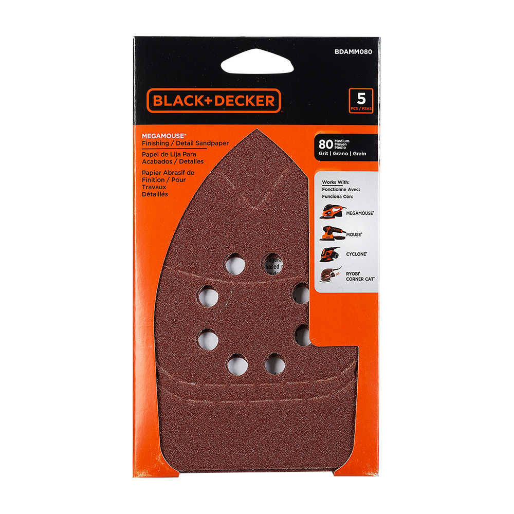 Assortiment de papiers sablés grain 80 MegaMouse Pqt/5