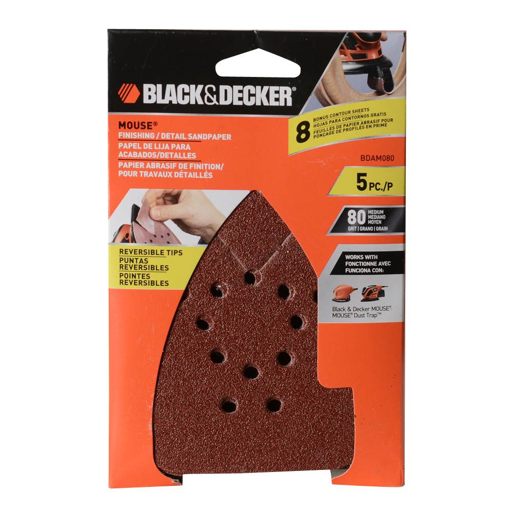 Assortiment de papiers sablés grain 80 Mouse Pqt/5