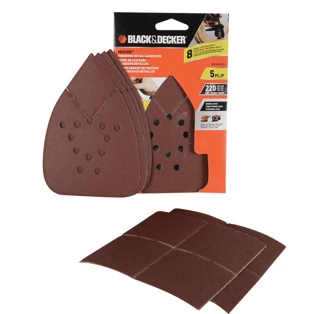 Assortiment de papiers sablés grain 220 Mouse Pqt/5